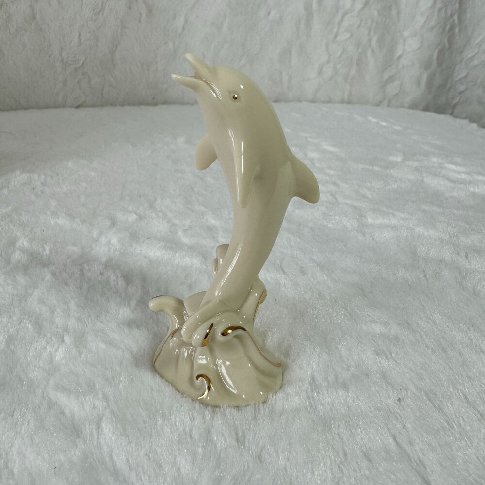 Lenox Ivory & Gold Dolphin Figurine - Fine China Sculpture #085823 original box